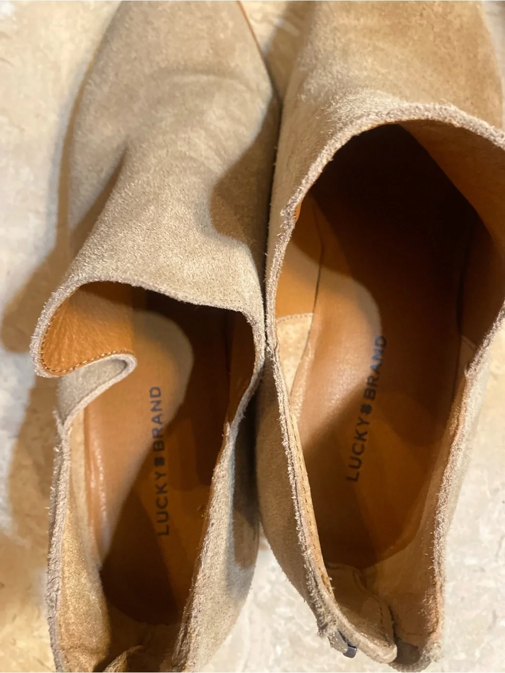 Lucky Brand  Women’s Beige Suede Ankle  Boots